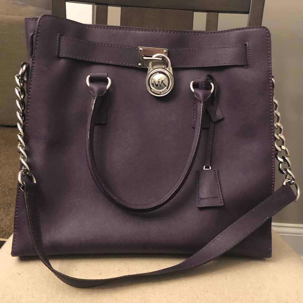 Michael Kors Hamilton Saffiano Leather Tote Purple